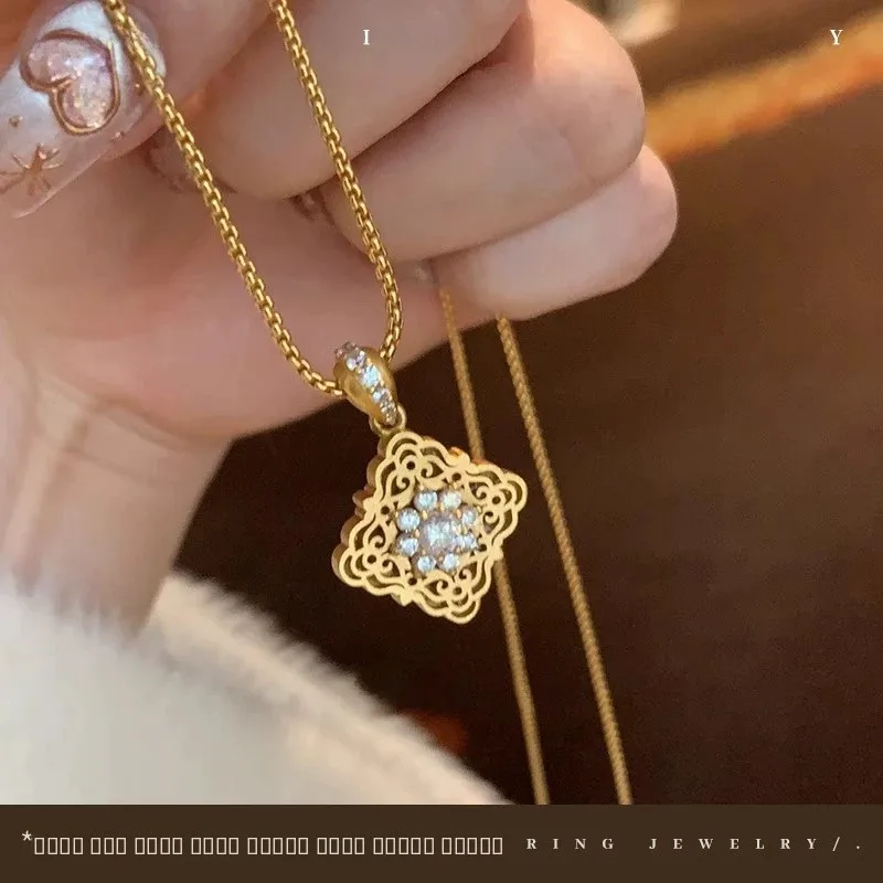 

Ретро-колье в дворцовом стиле с четырехлистным клевером, позолоченное, женское модное украшение, цепочка на ключицу, роскошный минималистичный дизайн