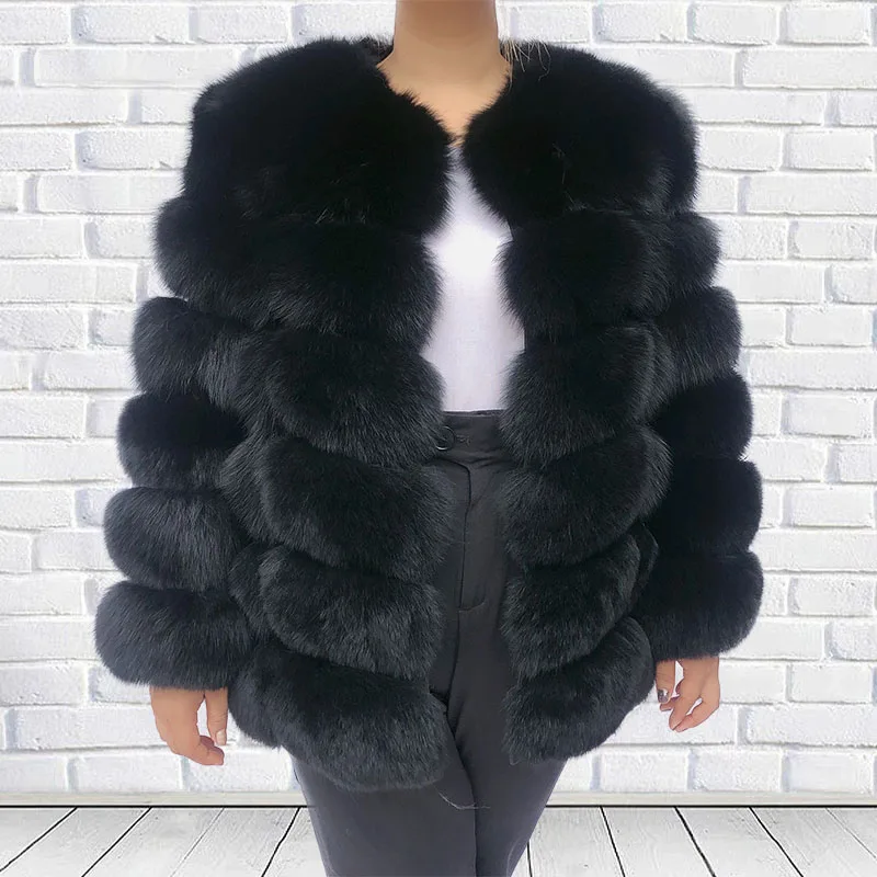 Women\'s Luxury Real Fox Fur Coat, Long Sleeve Jacket, Fluffy Coat, Natural Fox Fur Coat Original Factory Design, Winter