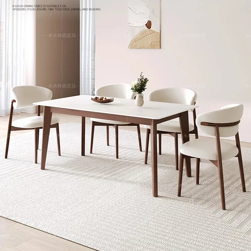 

Modern Luxury Dining Table Nordic Vintage White Rectangle Dining Table Storage Solid Wood Juegos De Comedor Kitchen Furniture