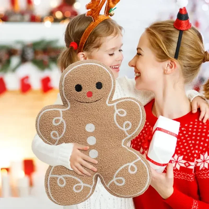 43cm Świąteczna poduszka z piernika Pluszowa poduszka, Biscuit Man Doll Świąteczna pluszowa wypchana poduszka Gingerbread Man Home Decor Gift