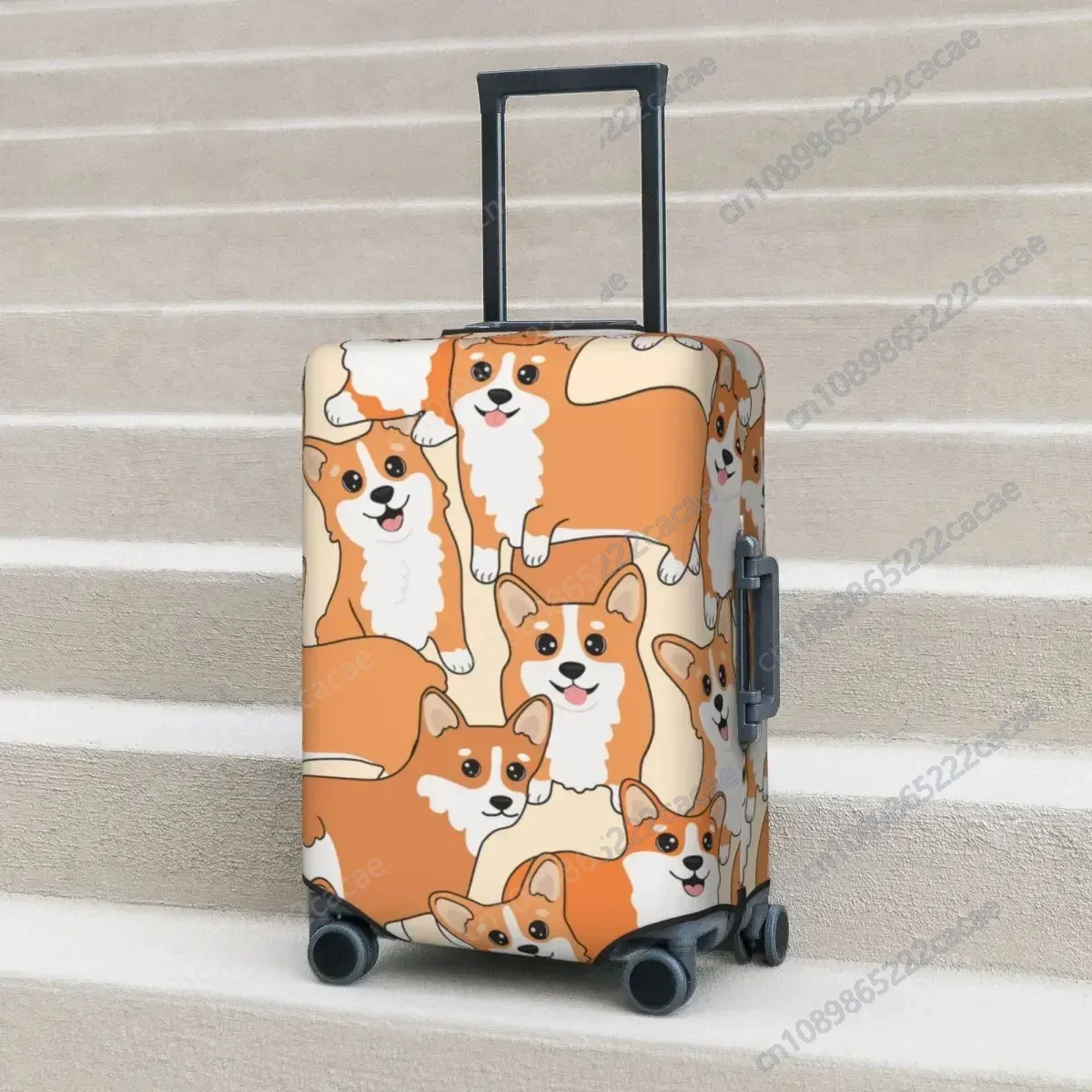 Corgi Pattern Suitcase Cover Cartoon Cute Puppy Travel Protector Vacation Strectch Luggage Accesories Christmas Gift