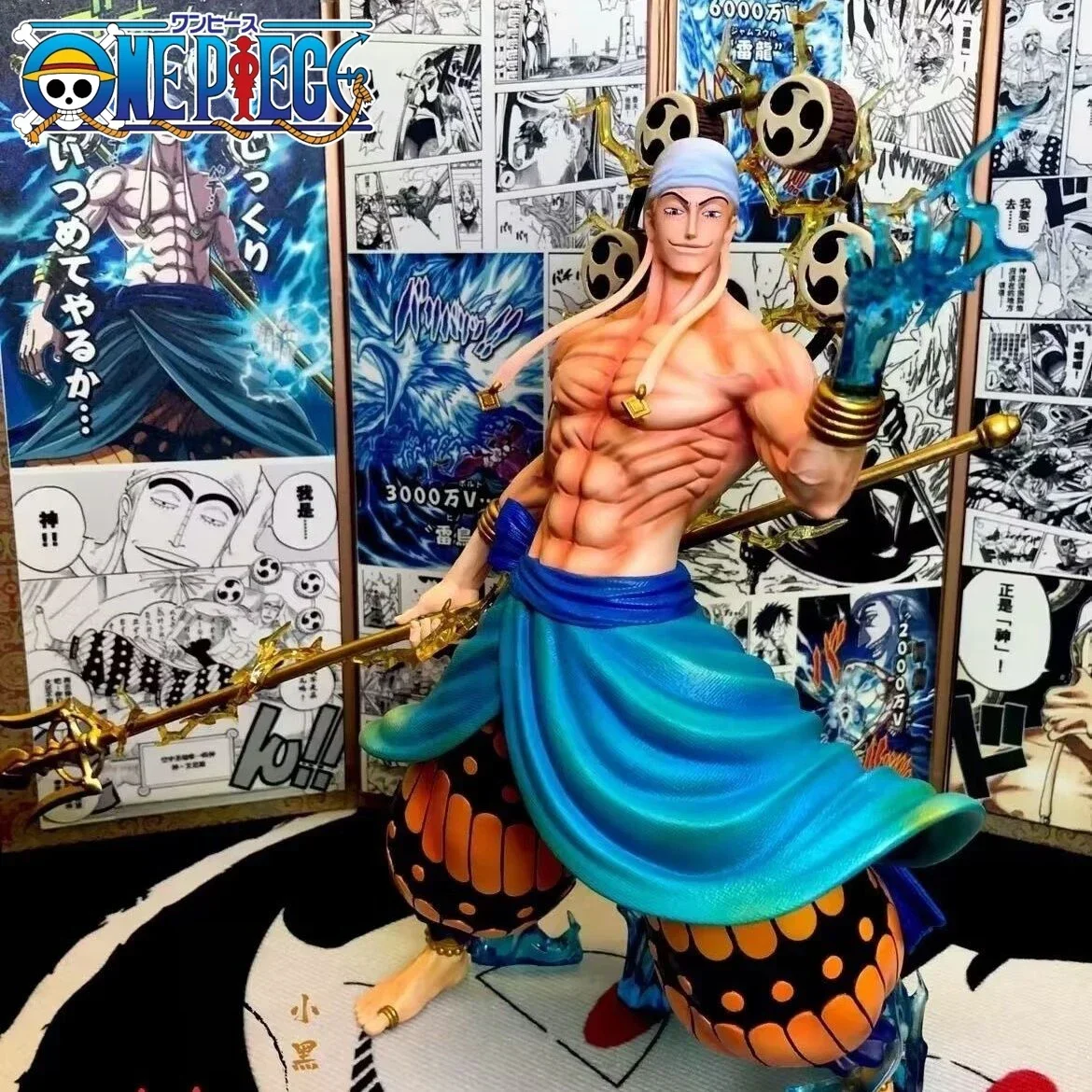 31cm One Piece GK Enel Anime Figurine Garage Kit Manga Statue PVC Action Figure Collectible Model Toys Doll Ornaments Gift