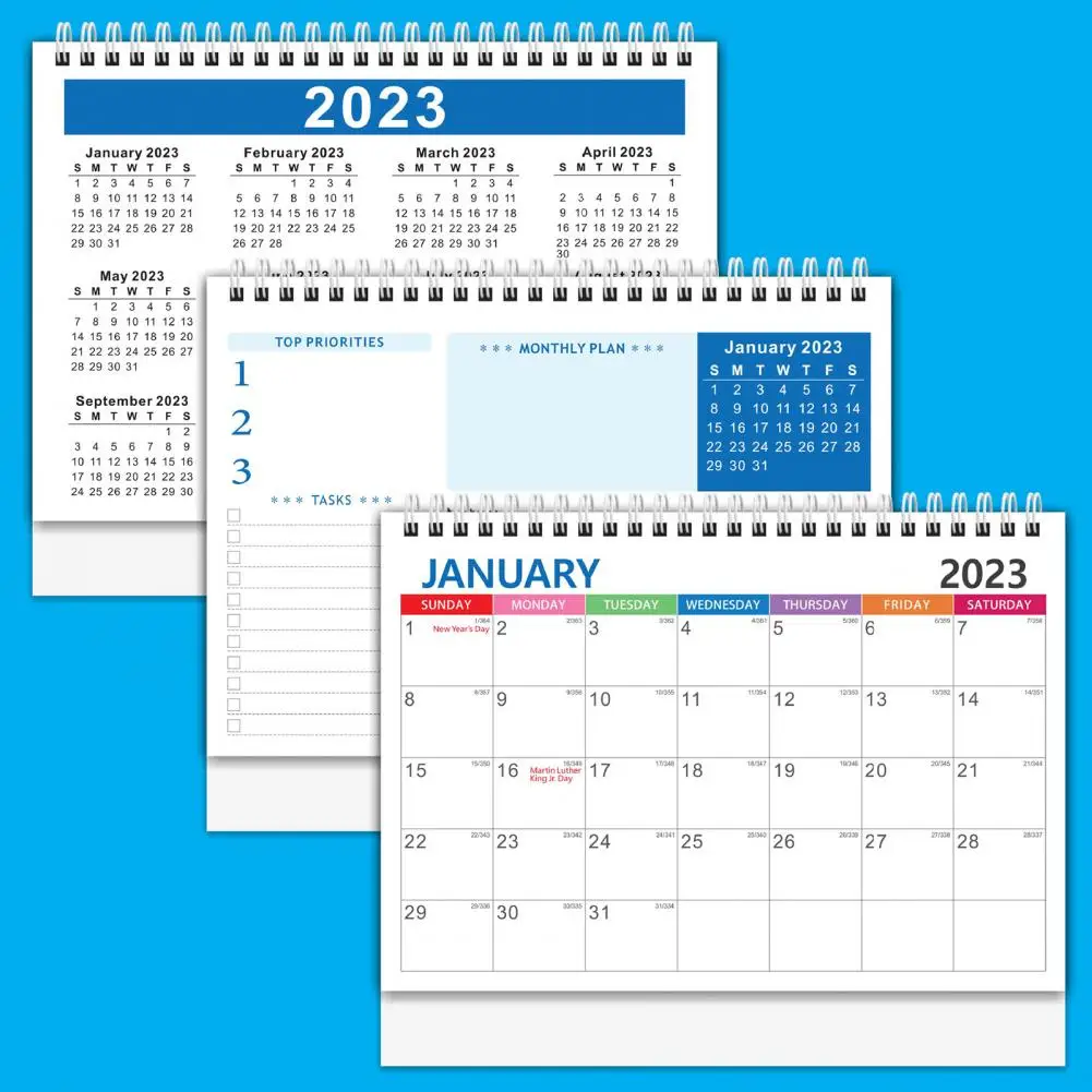 Portable  Durable Thick Paper Small Desktop Calendar Not Easy to Break Mini Calendar Flexible   for Office