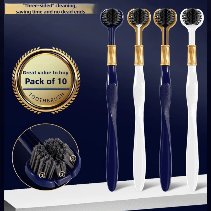 

[10pcs Pack] Adult Toothbrush, Household Fine Silk Soft Bristles Deep Cleaning, 3-Sided Wrapped Brush Head, Toothbrush.