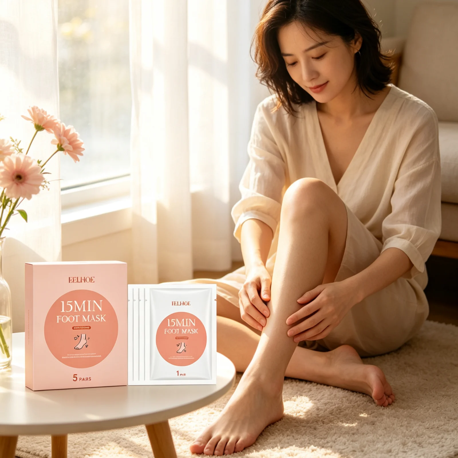 EELHOE Moisturizing Foot Mask Gentle Exfoliating Remove Dead Skin Softens Cuticles Relieve Dryness Nourishing Foot Mask 5 Pairs view 2