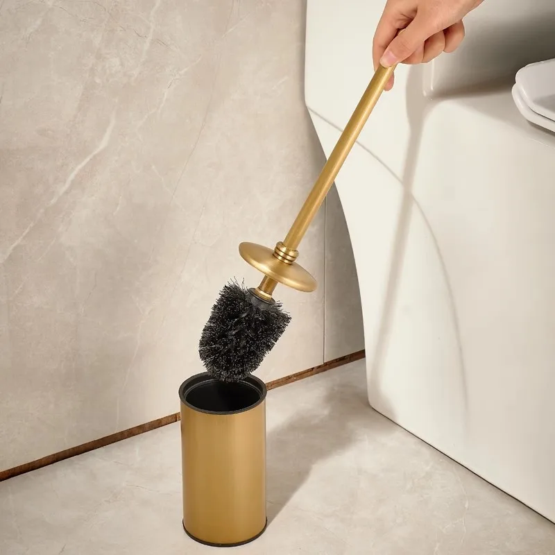 Tuqiu Antique Toilet Brush Holder with Brush Brass Material Bathroom Toilet Scrub Cleaning Brush Holder Set