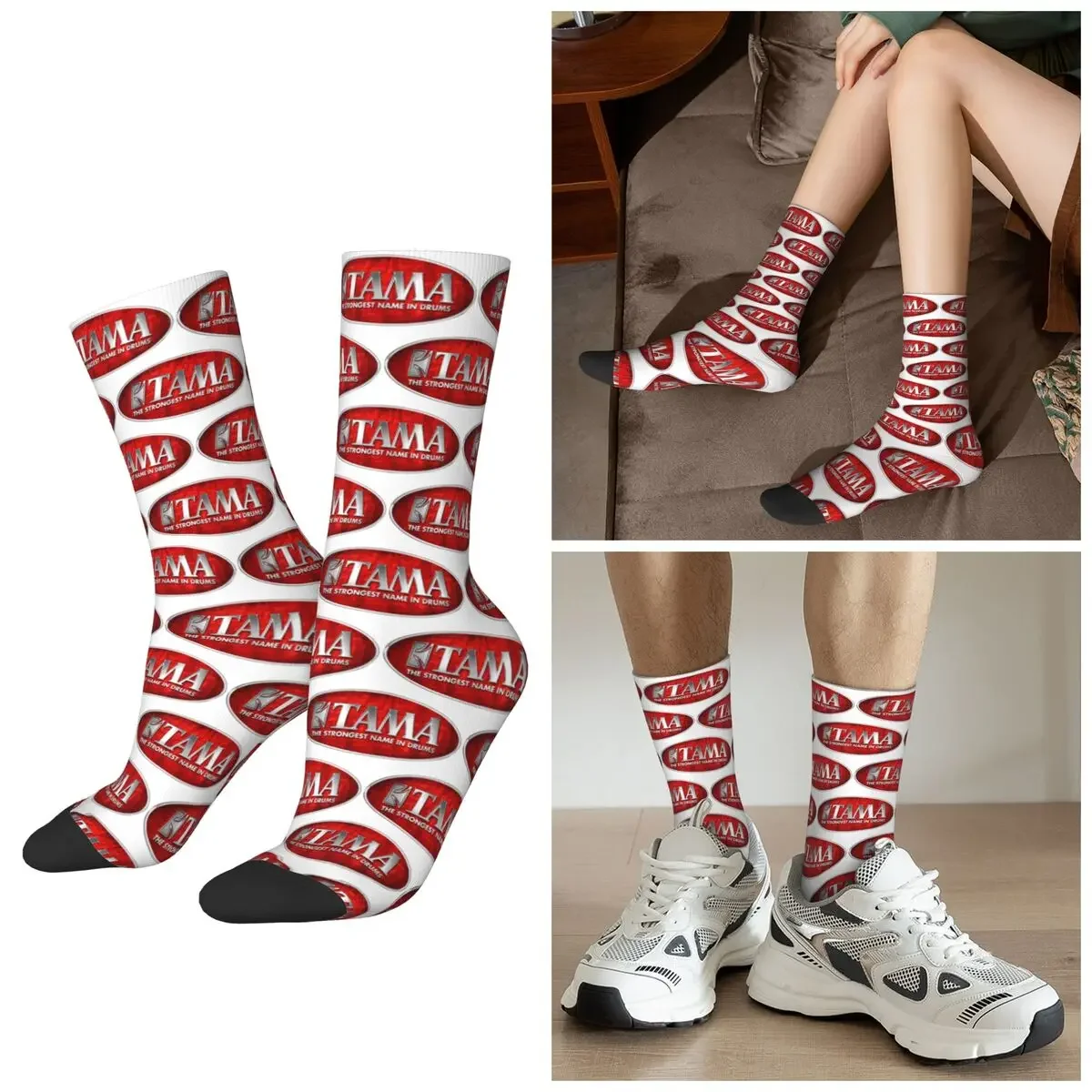 

All Seasons Tama Drum Logo Socks Harajuku Sport Middle Tube Socks Funny Stockings for Men Women Valentine's Day Gifts