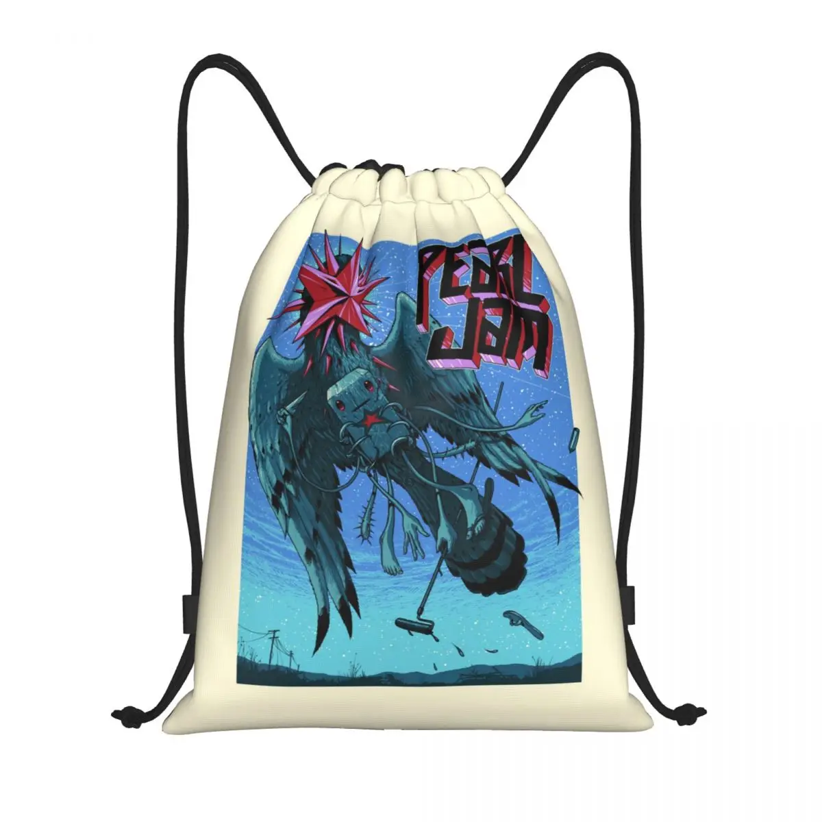 

Пользовательский альбом Tour Jam Pearls Rock Band Рюкзак на шнурке для женщин и мужчин Спортивный спортивный рюкзак Портативная тренировочная сумка