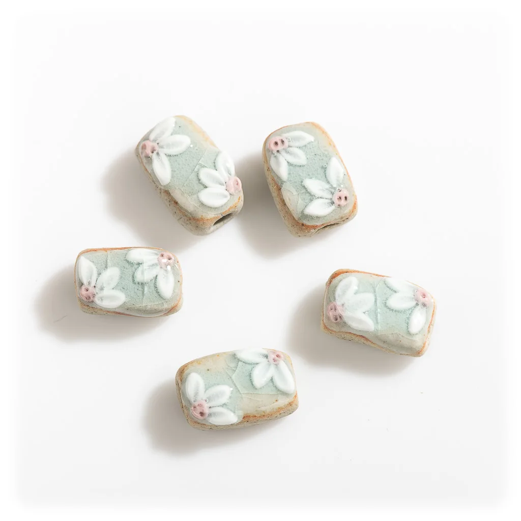 17#Manual mud Pottery Beads  Handmade Vintage flower Special Ceramic Pendant Jewelry Part For Necklace Bracelet #XN101