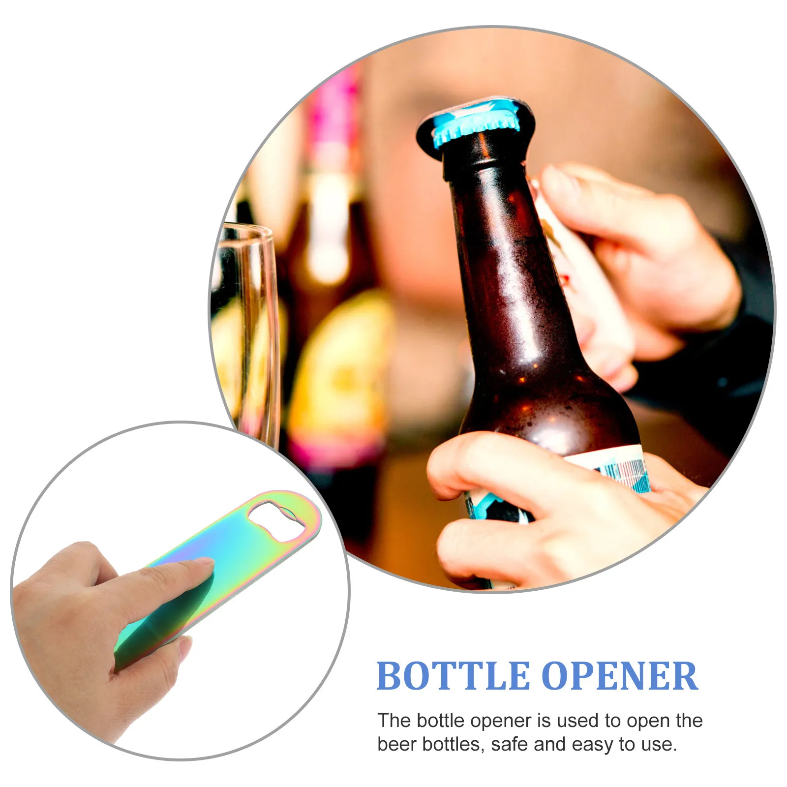 

Versatile Stainless Steel Bottle Opener Colorful Beer Opener for Bartender Home Parties Easy to Hold Beer Caps Lifter