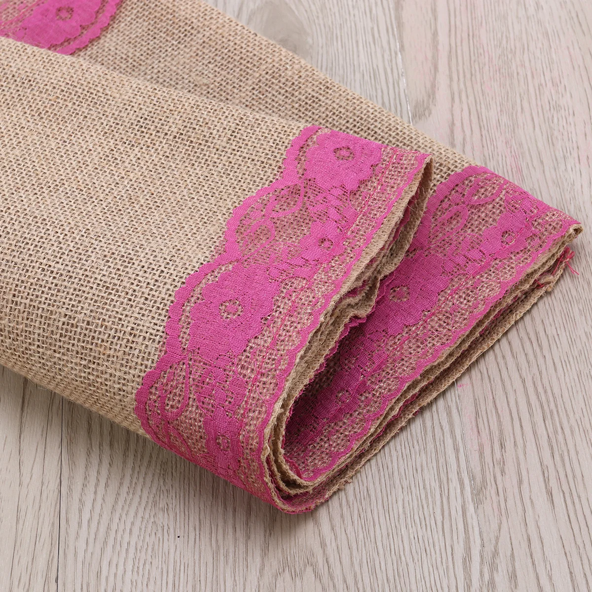 

Burlap Table Runner Linen Lace Edge Decorative Wedding Party Banquet Dining Supplies Rose Red 275x30cm Rustic Vintage Christmas