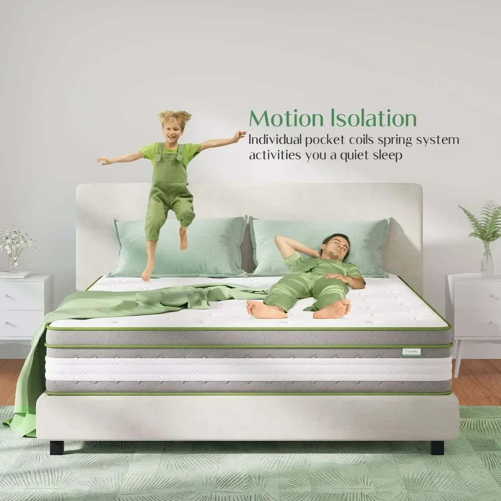 Twin Mattress, 12 Inch Hybrid Pillow Top Twin Size Mattress in A Box with Gel Memory Foam & Individually Mattress， Colchon