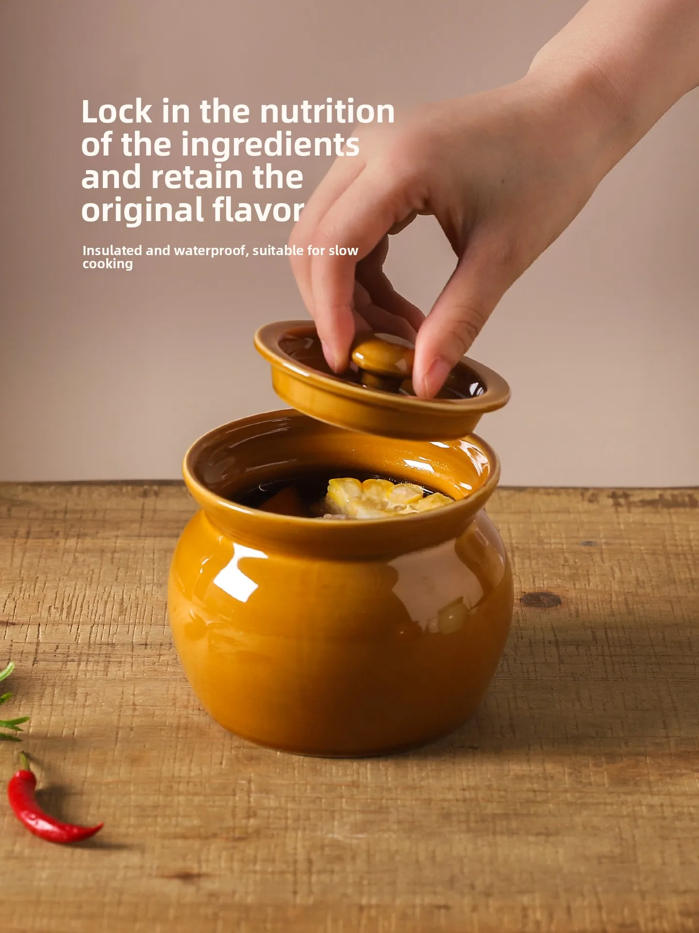 LMM crock pot soup stew cup for one person, household ceramic water-proof stew bird's nest stew pot