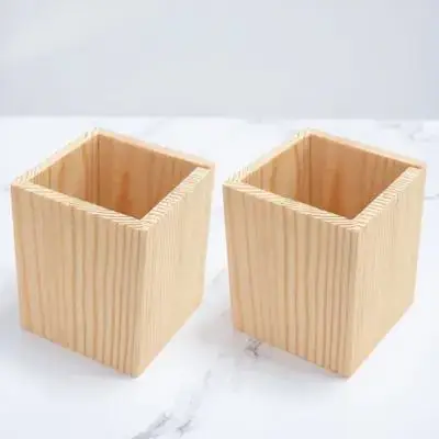 

2Pcs Wood Pen Holders Fine Craftsmanship Beautiful Elegant Desk Organizer Simple Storage Home Furnishing Style Stationery Holder