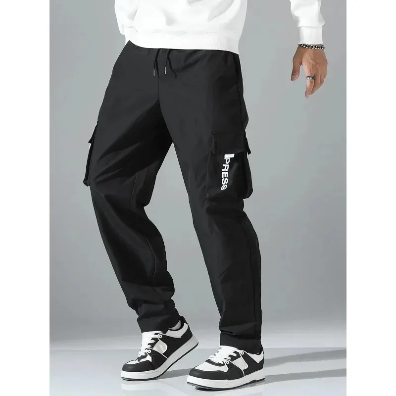 

UETEEY Men‘s Spring Summer Cargo Pants Multi Pockets Loose Fit Outdoor Hiking Trousers Men Streetwear Fashion Hot Sale