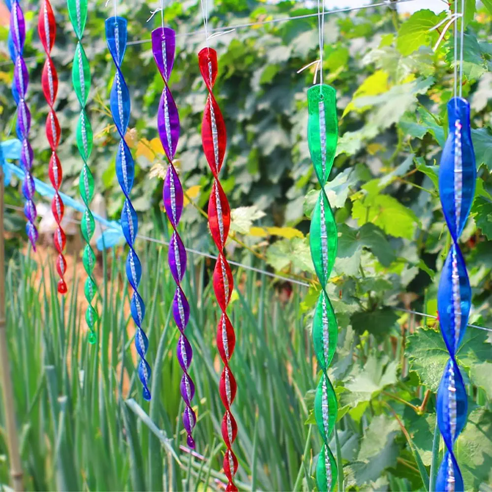 10pcs 360 Degree Rotation Bird Repellent Rods Reflective Wind Spiral Waterproof Bird Repeller Plastic 30CM Length
