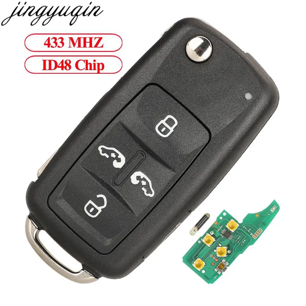 

Jingyuqin 5pcs Remote Car Key Alarm ID48 Chip 433MHz For Vw Volkswagen Golf 4 5 6 Jetta Passat CC Tiguan Polo Beetle Touran 5BTN