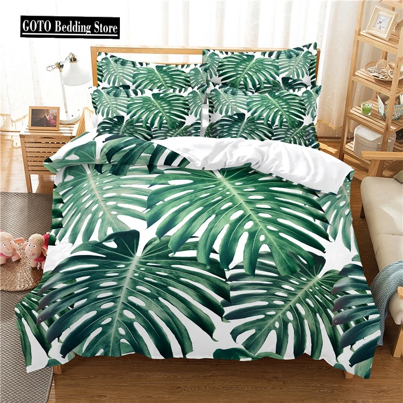 

Hot Bedding Set Bohemia Winter Duvet Cover Sets Kids,twin Full Queen King Bedroom Set Rainforest Banana Leaf Bed Linens Hot