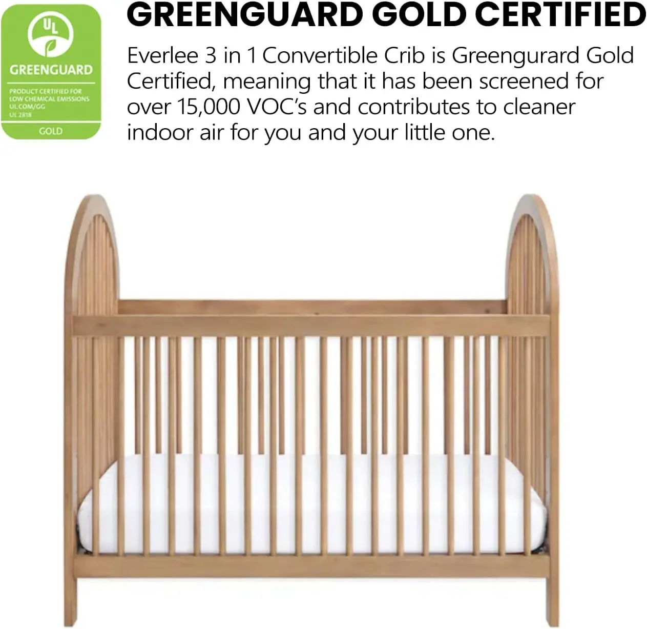 Everlee 3-in-1 Island Crib, Honey Wood