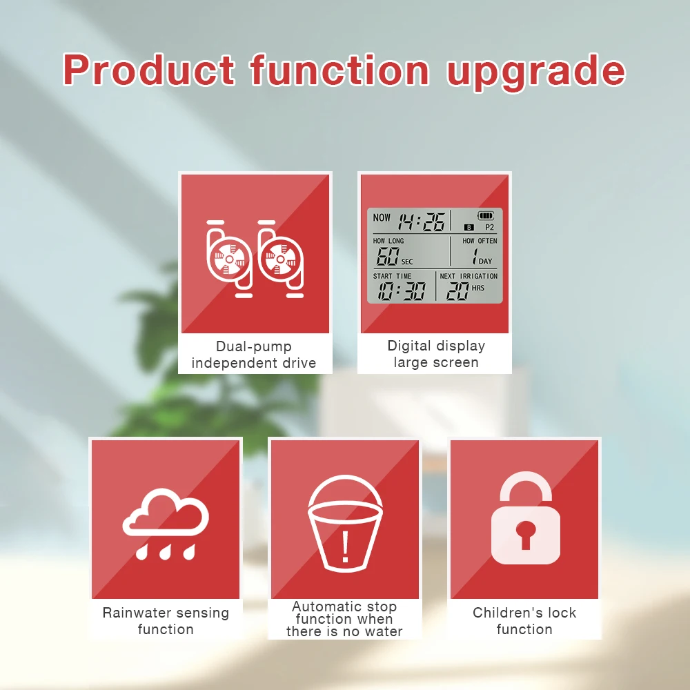 Solar Dual Pump Flower Watering Timer Automatic Digital Irrigation Controller Watering Set Rain Sensing Garden Watering System