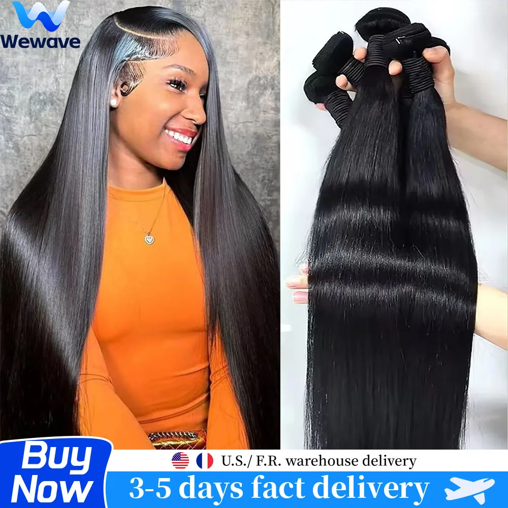 

Wewave Прямые пучки человеческих волос 1B Черные волосы 1/3 шт. 12-30 дюймов Полные машинные необработанные бразильские волосы для женщин Флэш-распродажа