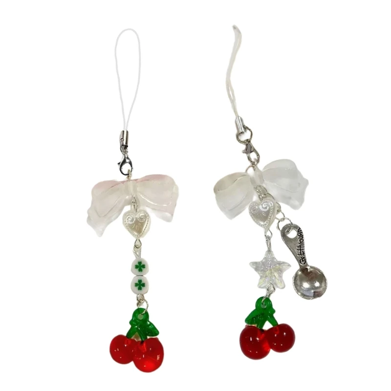 

Handmade Four Leaf Clovers Phone Charm Stylish Phone Chain Phone Accessory Portable Keychain for Trendy Women Ladies