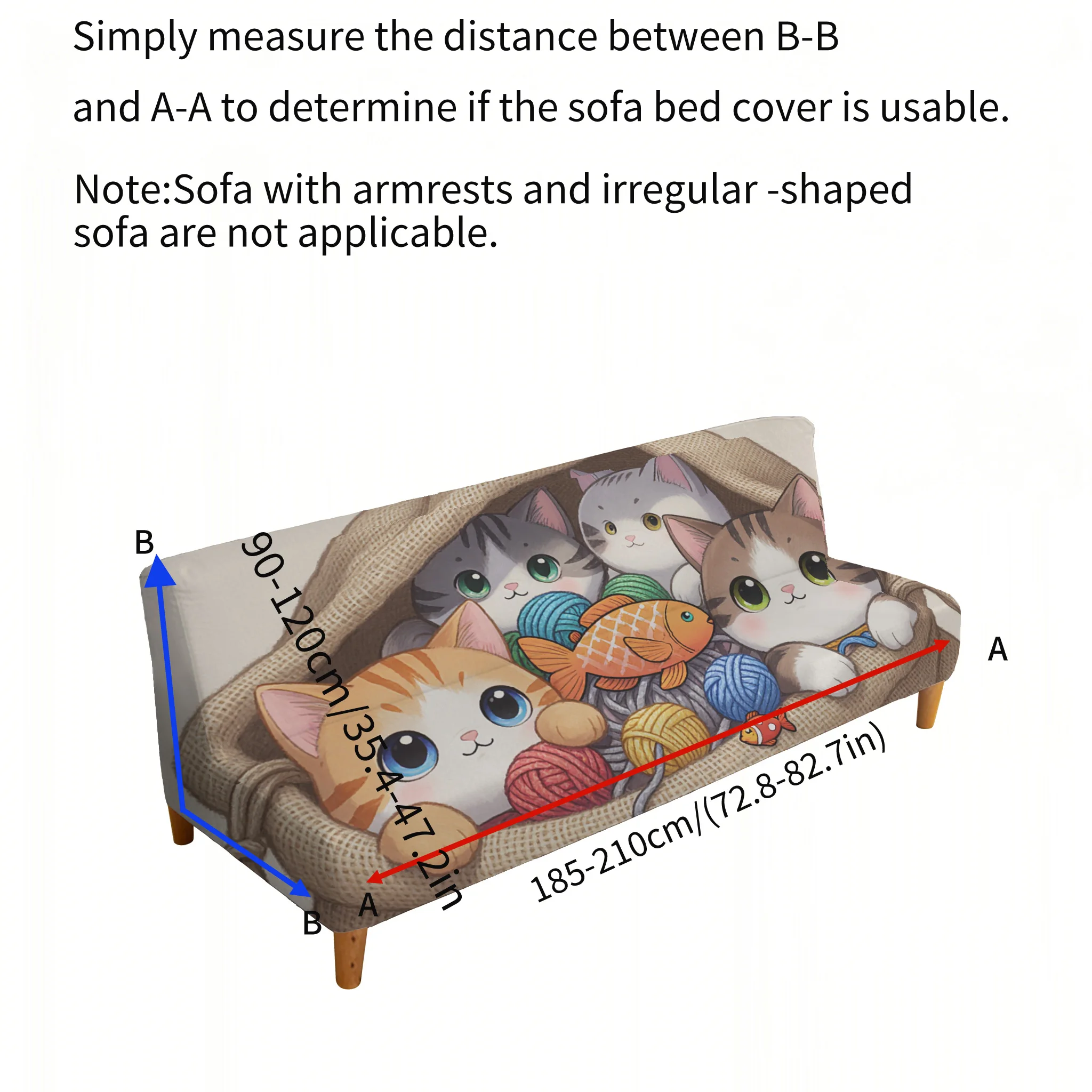 Cartoon sack cat sofa cover, armless elastic sofa cover, dust-proof and non-slip furniture protective cover