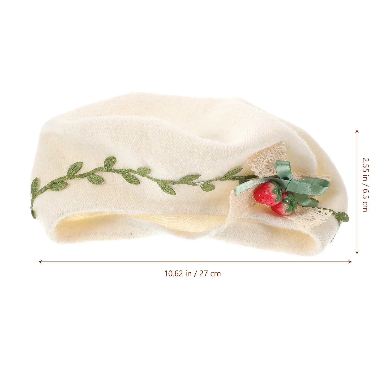 

Strawberry Beret Hat Wool Bow Decorative Winter Beret for Women Teens Kawaii Lolita Fashion Women's Berets