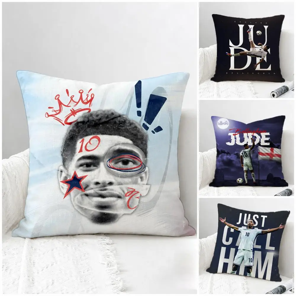Football Player Jude Bellingham Cushion Cover Natural Linen Pillowcase Set, All-in-One Decor for Sofa, Bedroom & Chair