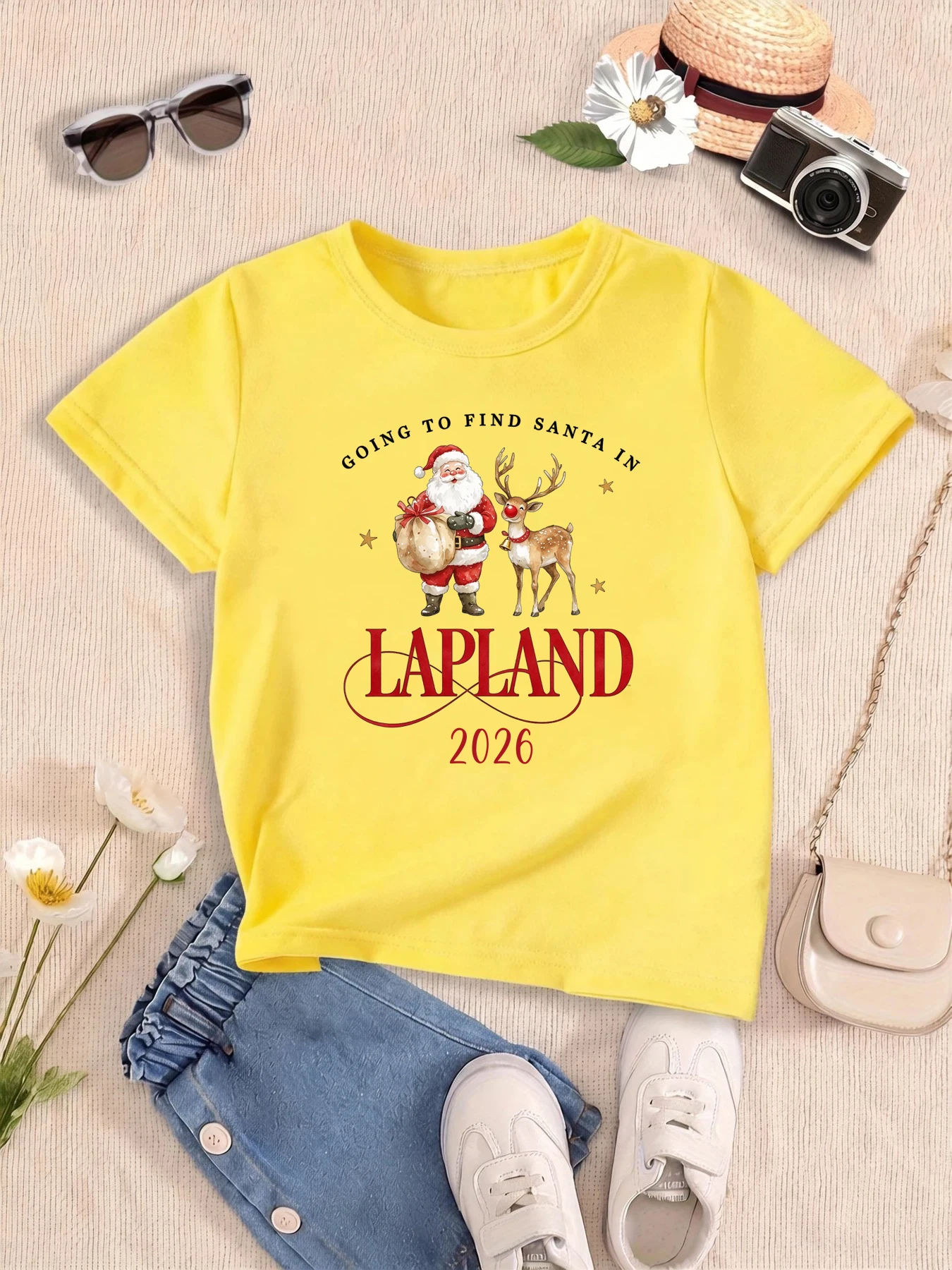 Going To Find Santa In Lapland 2026 Graphic Printed T Shirt Girls/Boys Christmas Gift T-Shirt Lapland Adventure T-Shirt