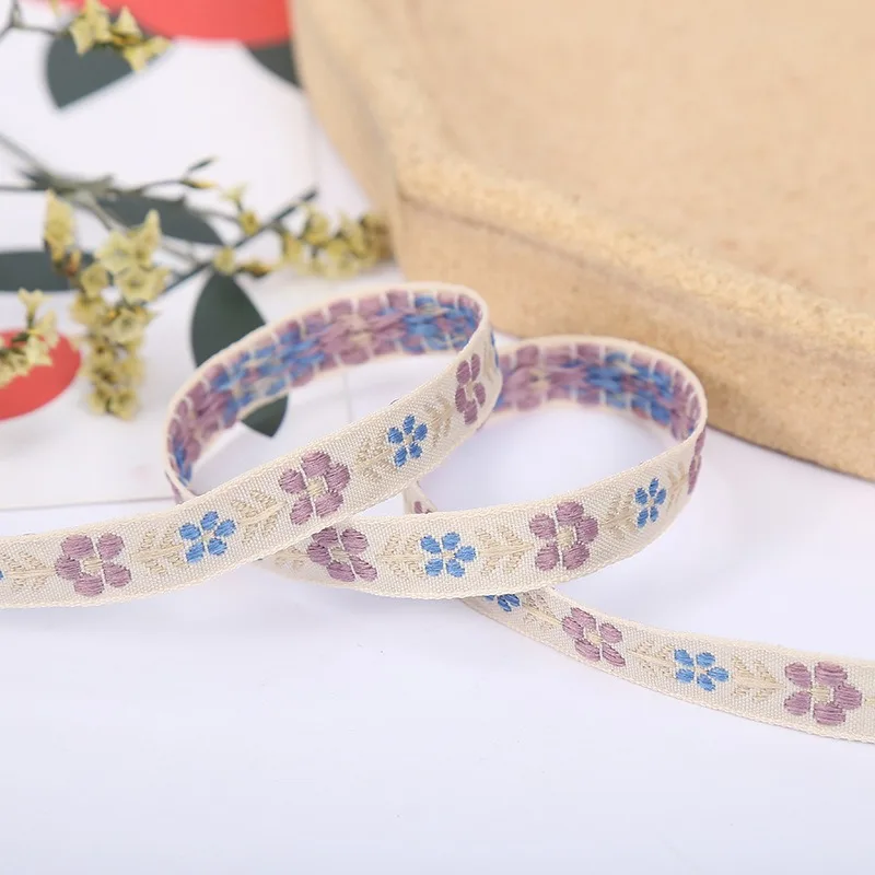 1 Yards Ethnic Style Flower Embroidery Lace Ribbon DIY National Costume By Hand Clothing Accessories Wide 1.1cm