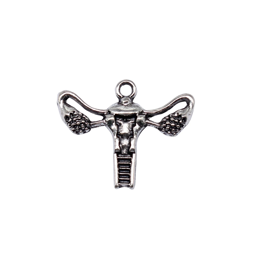 10pcs/lot 18x23mm Uterine Charms For Jewelry Making Antique Silver Color 0.71x0.91inch