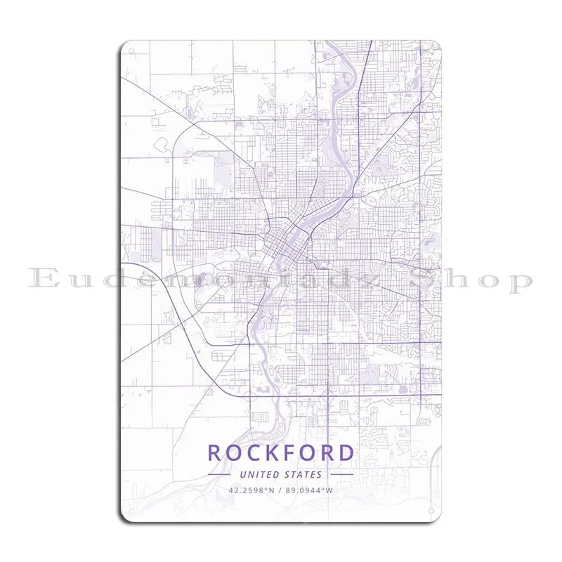 Rockford United States Metal Plaque Garage Party Plates Designing Designer Create Tin Sign Poster