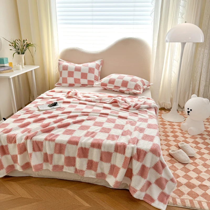 1 Piece Pink White Flannel Panda Fleece Soft And Comfortable Blanket Nap Blanket Suitable For Sofa Bed Sofa Office Suitable