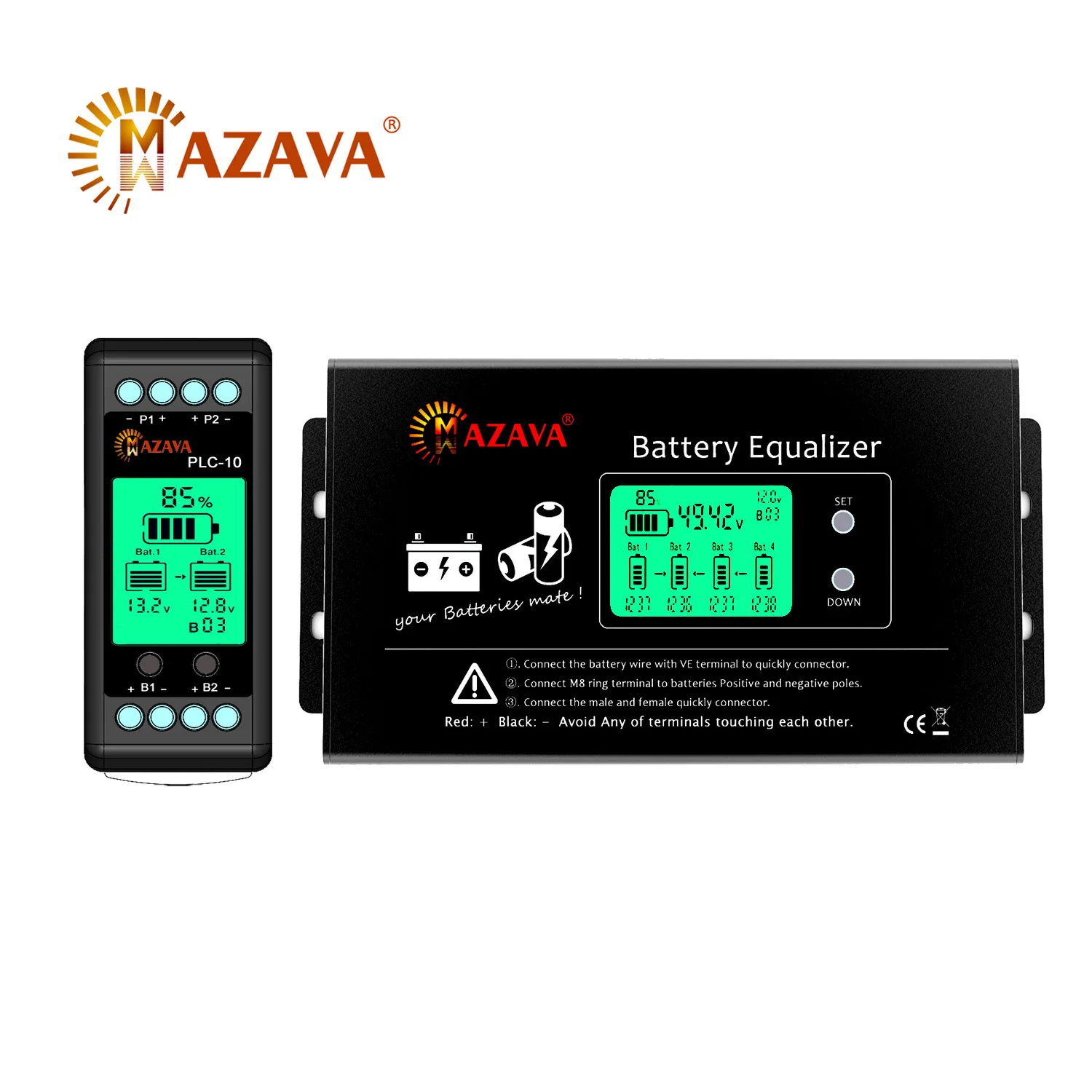 MAZAVA  PLC-10 HX02 Battery Balancer  2S 4S 12V 24V 36V 48V 96A ctive LCD Lead Acid Li li-ion LiFePO4 Battery Equalizer Monitor