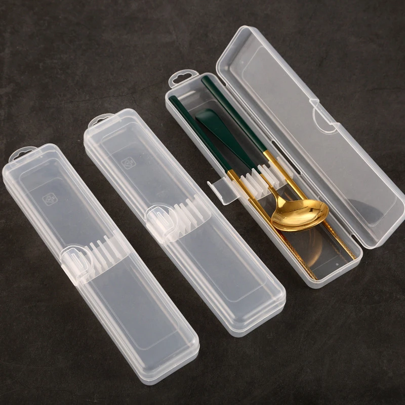 Transparent Flip Portable Tableware Storage Box For Cutlery Kit Travel Tableware Case Packaging Chopsticks Spoon Storage Box