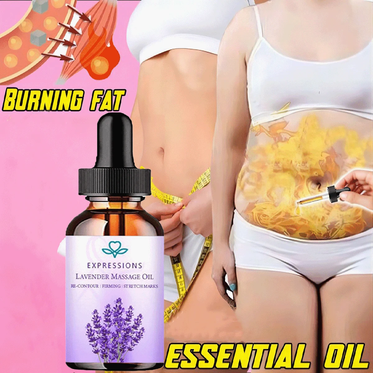 LAVENDER MASSAGE OIL BURNING FAT Full body massage for firming, shaping, kneading the abdomen, slimming the body