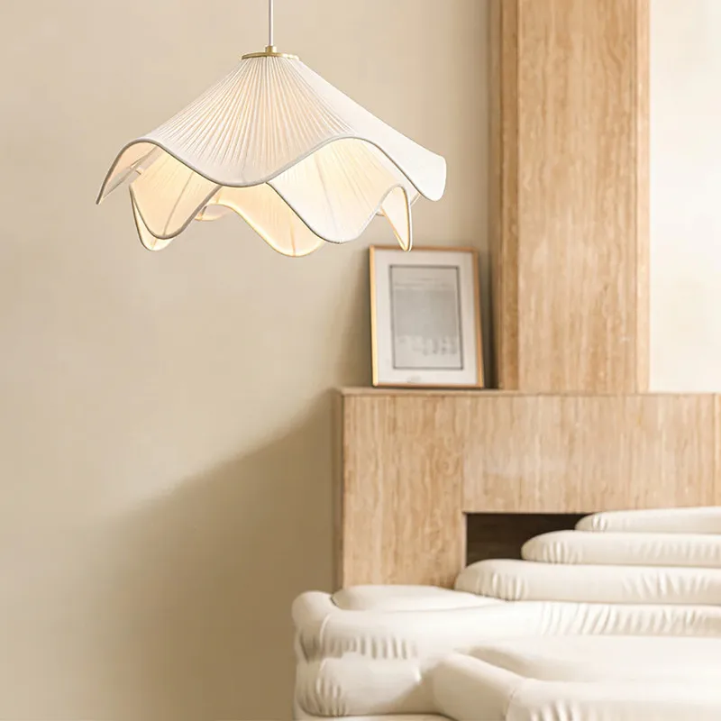 Lia Pendant Light Nordic Minimalist Cream Style Led Fabric Lights Living Room Bedroom Home Decor Balcony kitchen hanging lamps