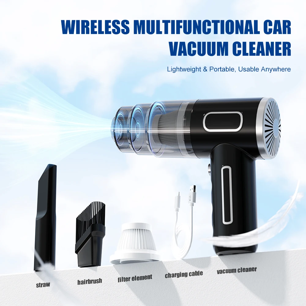 

Беспроводной ручной пылесос высокой мощности 120 Вт, двойного назначения (для автомобиля и дома), сверхмощное всасывание, портативный пылесборник