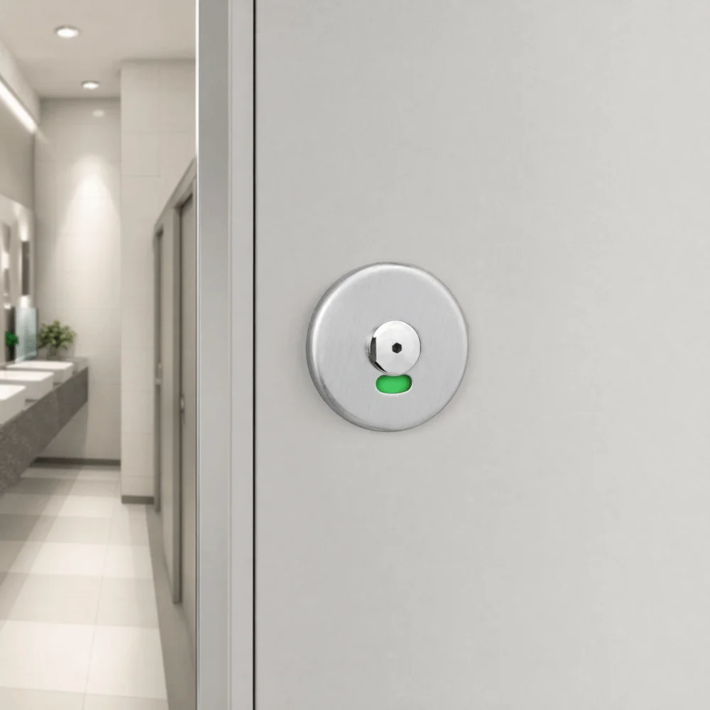 Durable Stainless Steel Latch Lock Keyless Silver Privacy Door Lock Indicating Door Lock Bathroom