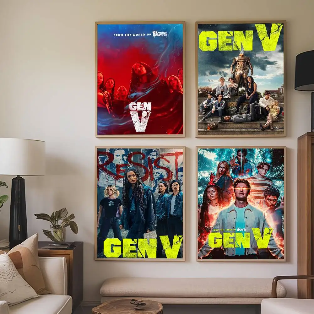 TV Show Gen V Poster Paintings Self Adhesive Prints Home Bedroom Living Room Decor Vintage Gift