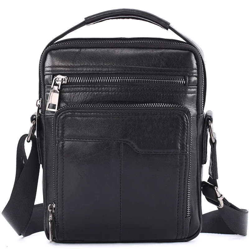 

Genuine Leather Handbags for Men Designer Shoulder Bags Husband Black Crossbody Messenger Bags Leather Man for ipad