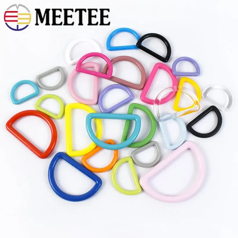 50Pcs Plastic D Ring Buckle 15-38mm Bag Strap Connector Clasps Colorful Handbag Decor Hook For Webbing DIY Luggage Accessories