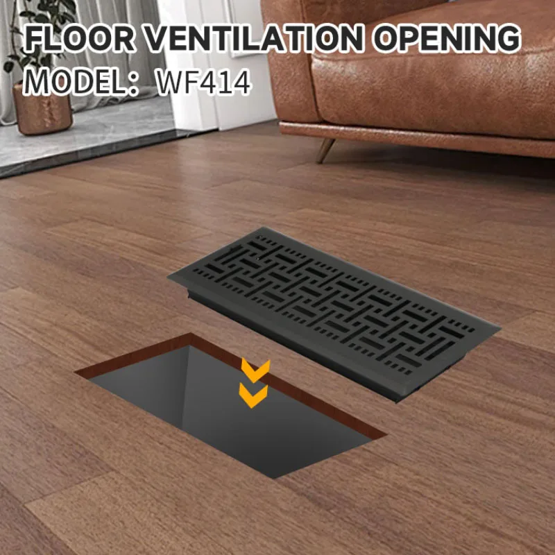 Floor Ventilation Vents, 4x14in, Square Holes, Durable Material, Office And Household Floor Ventilation Grilles