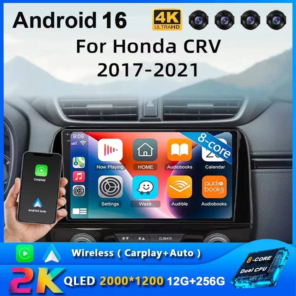 Android 16 Carplay 4G DSP QLED-Bildschirm 2din Autoradio für Honda CRV 2017-2021 CR-V Auto-Radio Multimedia-Videoplayer GPS-Stereoanlage
