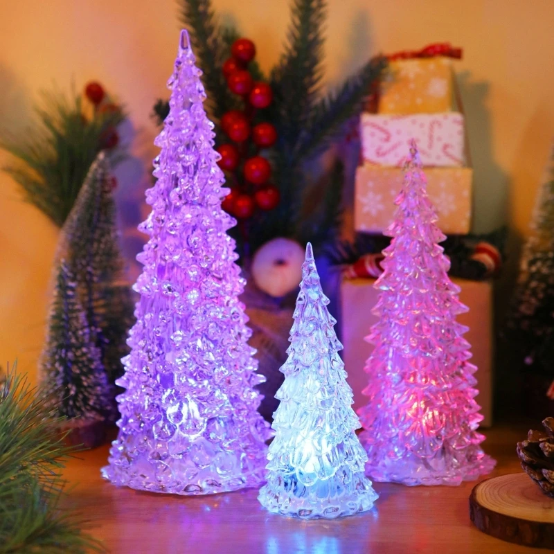 Light Up Christmas Tree Plastic Christmas Holiday Figurines Christmas Tree Lamps