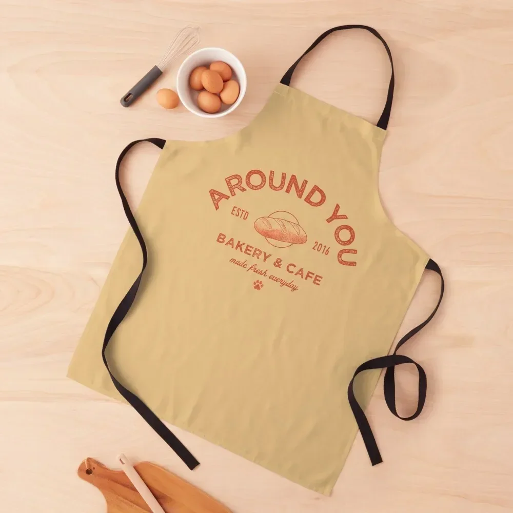 

Around You Bakery Logo Design Apron Kitchens Woman Trim Cloth Apron