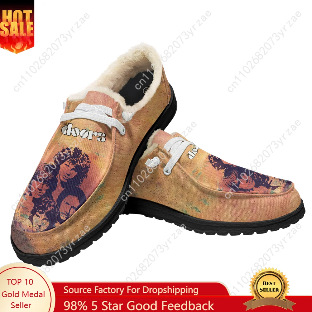 

The Doors Velvet Flat Shoes Men Women Warm Casual Shoe Indoor Outdoor Light Shoe Personalized Fashion Print Custom Couple Shoes