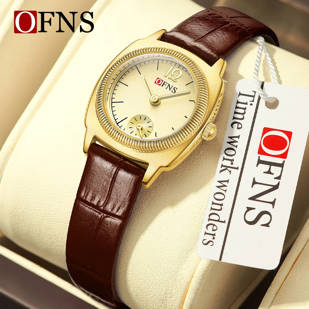 OFNS 1565 Luxury Business Women's Quartz Watch Waterproof Two Pin Semi Simple Square Light Versatile Women's Quartz Watch