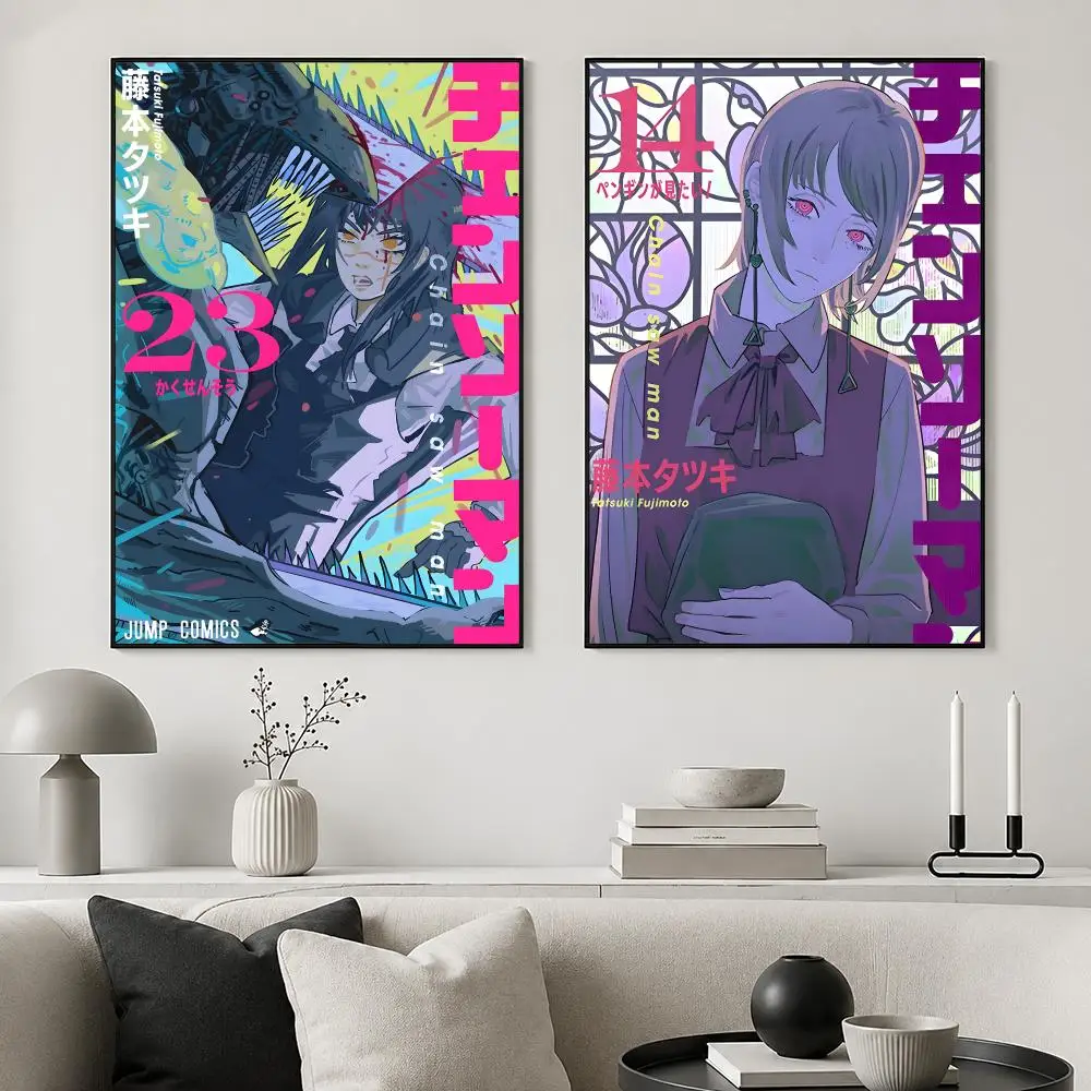 Anime Chainsaw Man Poster posters for bedrooms and living rooms high definition cartoon movie-themed wall art.